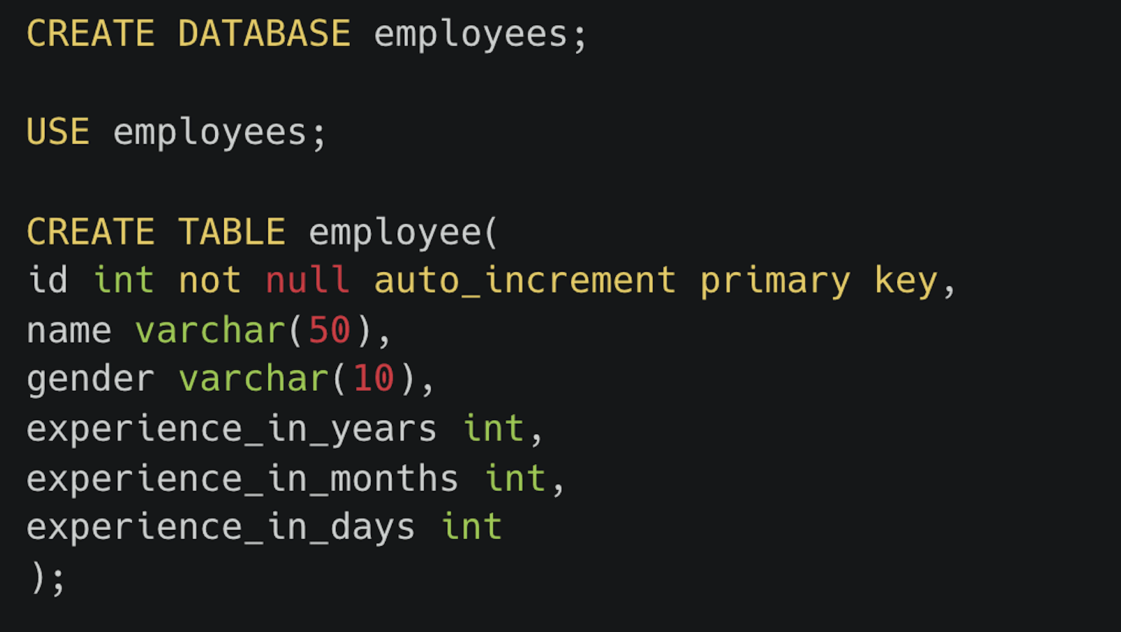 Create Database & Table